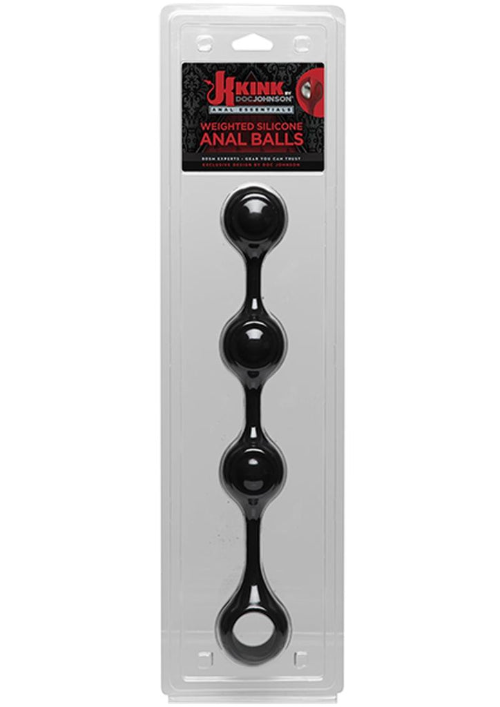 Kink Anal Essentials Weighted Silicone Beaded Anal Balls - Black - 13.5in