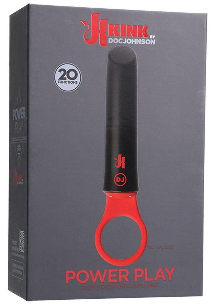 Kink Power Play Silicone Mini Vibrator USB Rechargeable Waterproof - Black/Red - 5.25in