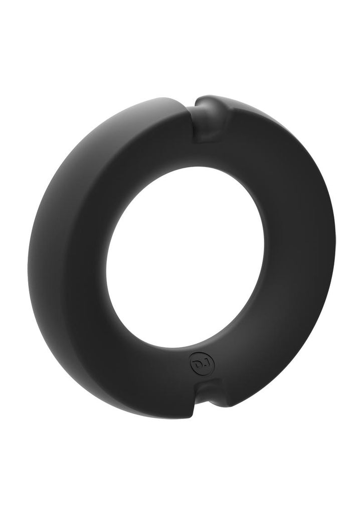 Kink Stretchable Silicone-Covered Metal Cock Ring - Black - Small - 35mm