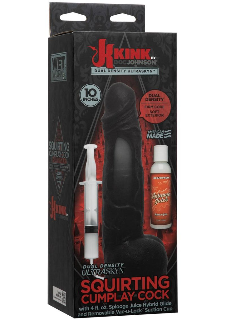 Kink Wet Works Squirting Dildo - Black - 10in