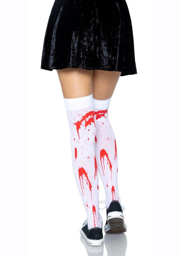Leg Avenue Bloody Zombie Thigh High - Red/White - One Size