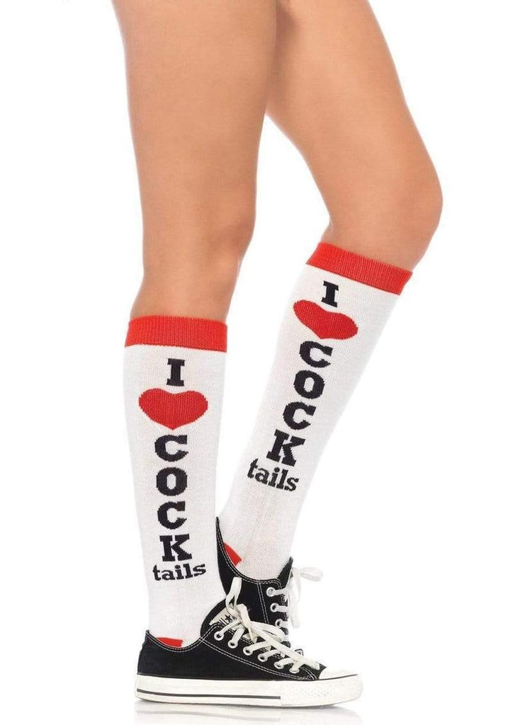 Leg Avenue Cocktails Knee Socks - Red/White - One Size