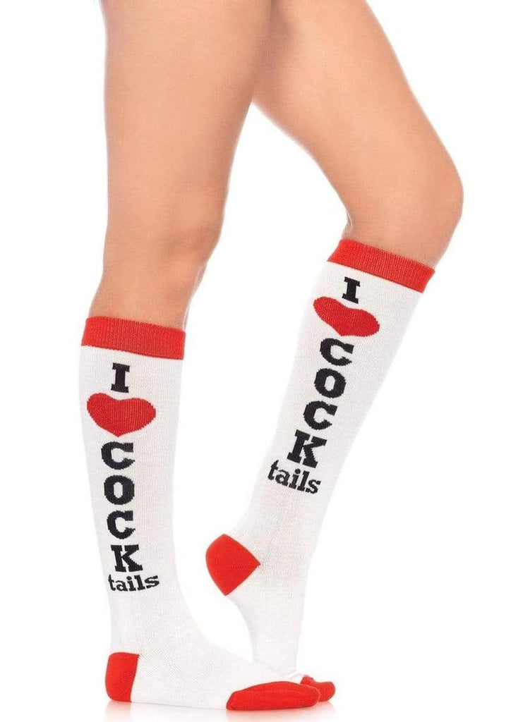 Leg Avenue Cocktails Knee Socks - Red/White - One Size