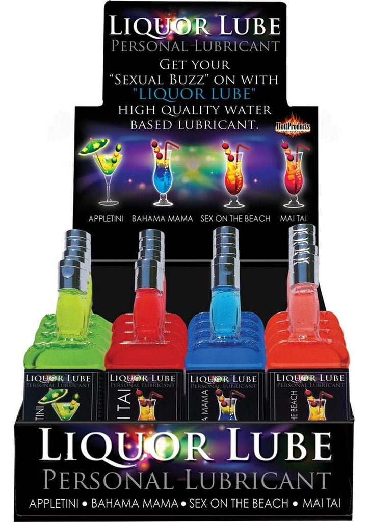 Liquor Lube Water Based Flavored Personal Lubricant Assorted Flavors - 16 Each Per Display