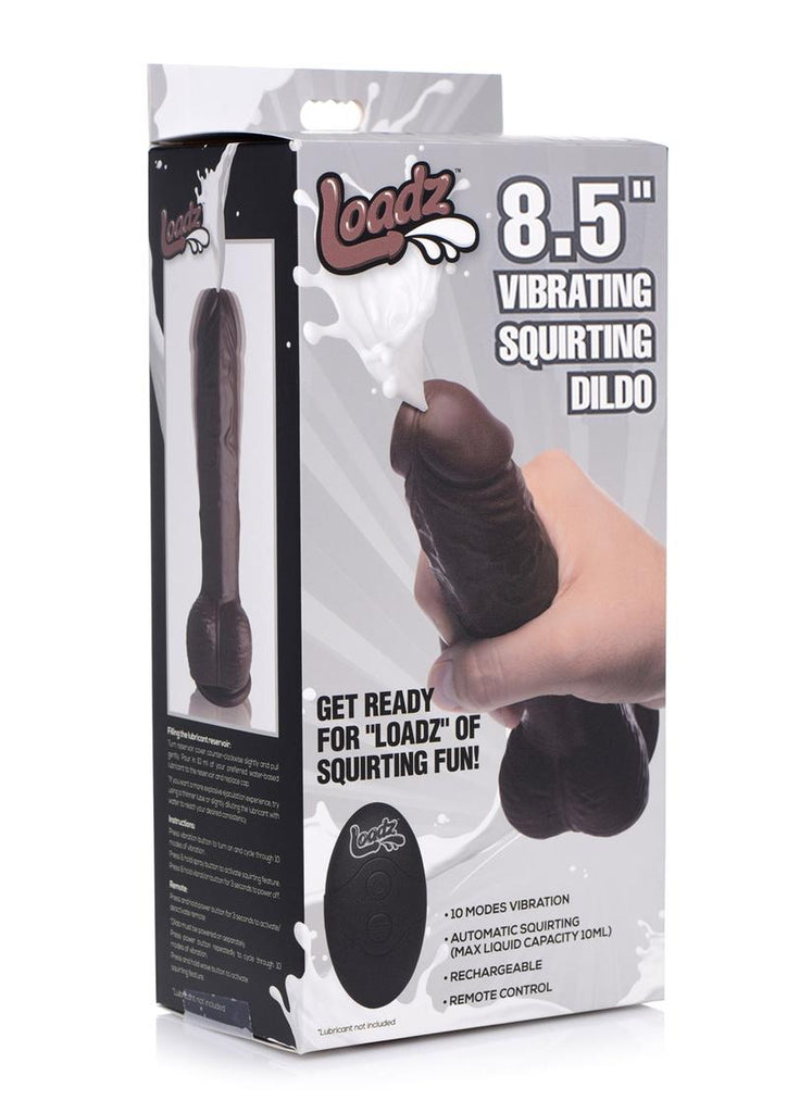 Loadz Vibrating Squirting Dildo with Remote - Black/Chocolate - 8.5in