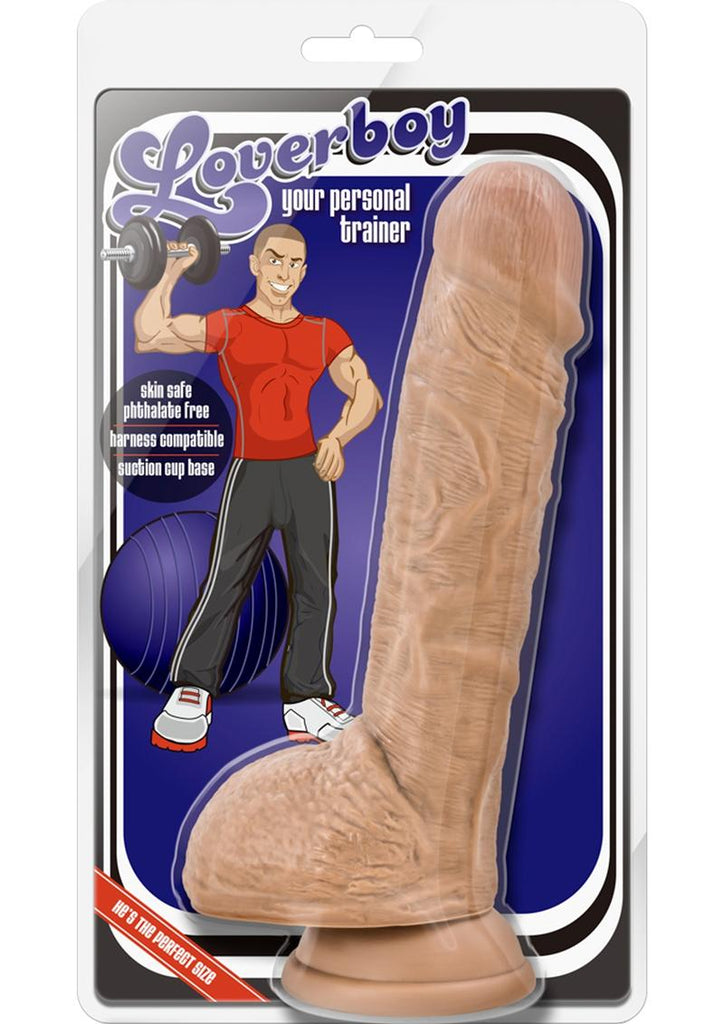 Loverboy Your Personal Trainer Dildo with Balls - Brown/Caramel - 9in