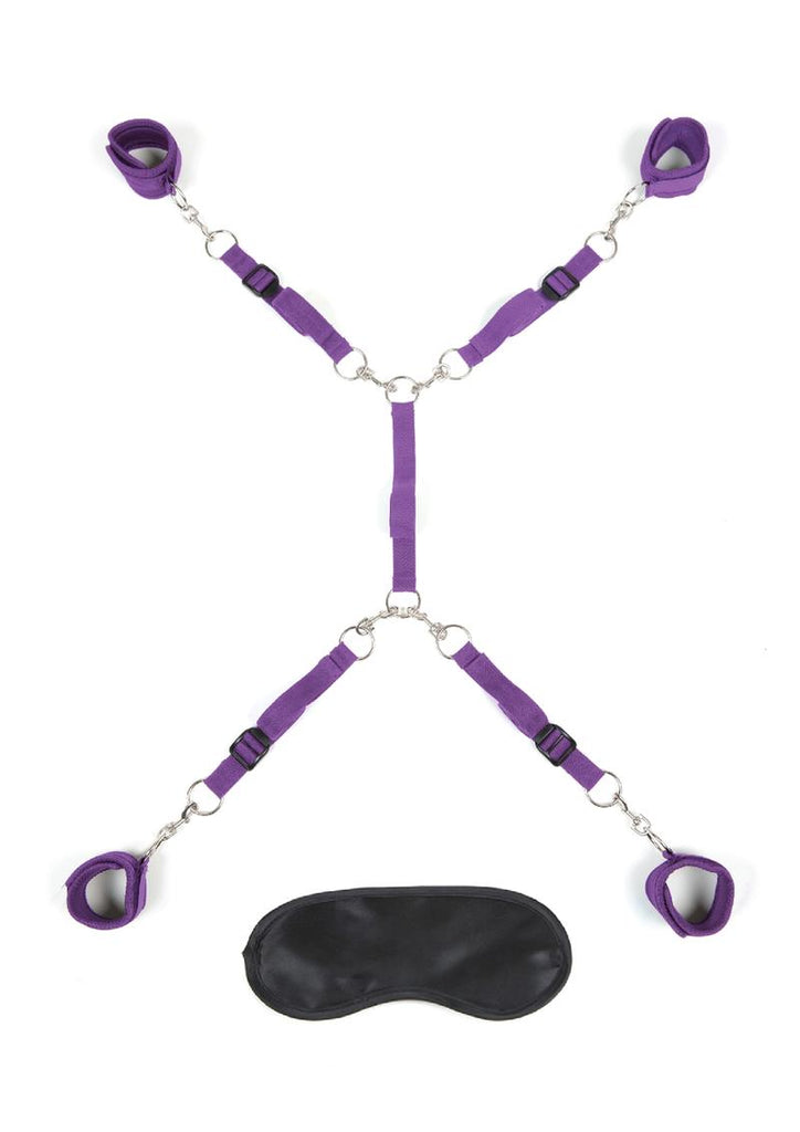 Lux Fetish Bed Spreader Restraint System - Purple - 7 Piece Set