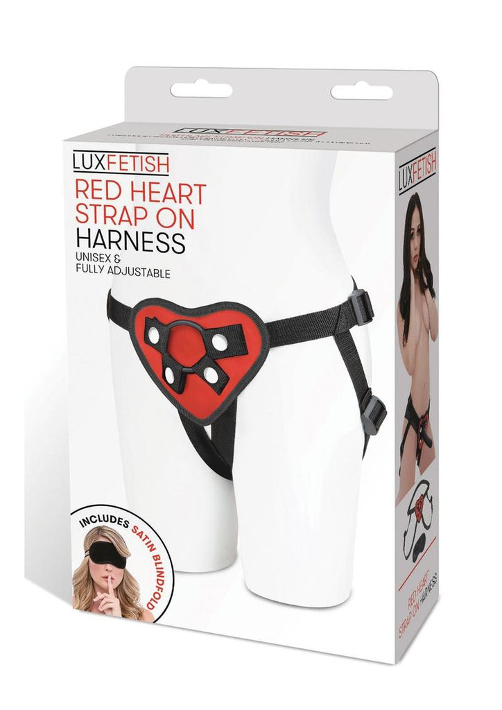 Lux Fetish Red Heart Strap-On Harness Adjustable - Red
