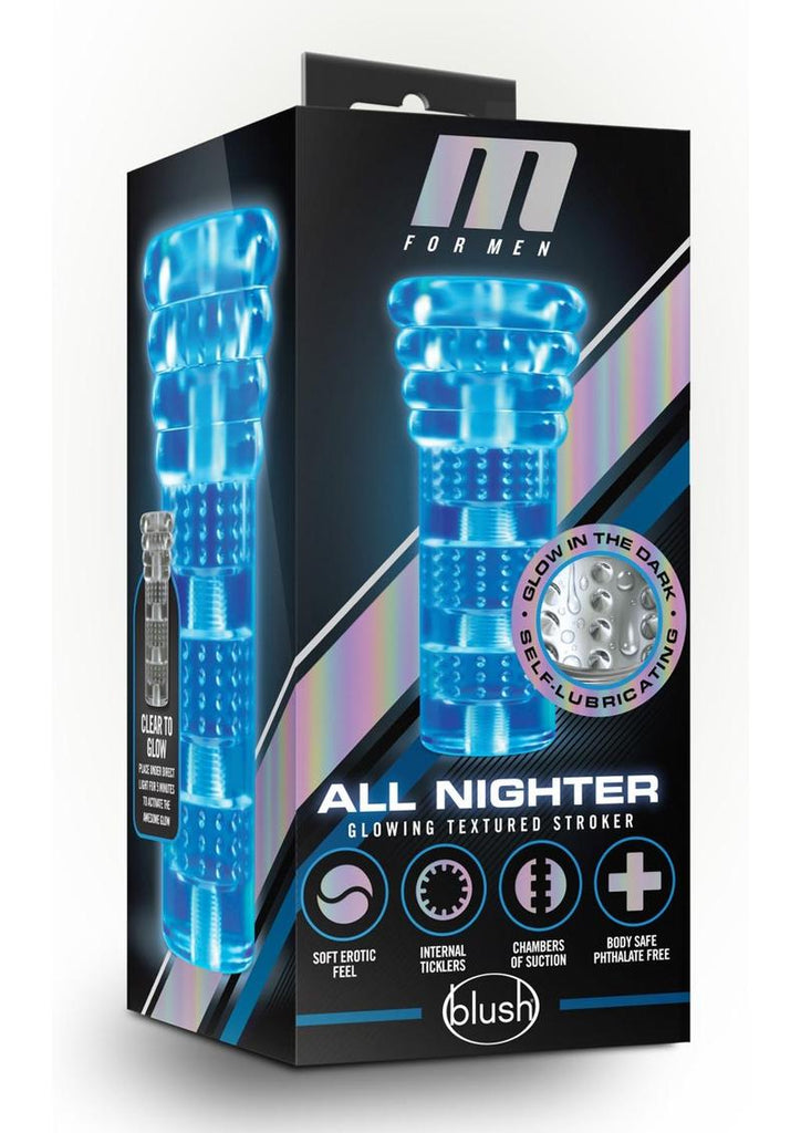 M For Men Soft and Wet All Nighter Glow In The Dark Self Lubricating Stroker - Clear/Glow In The Dark