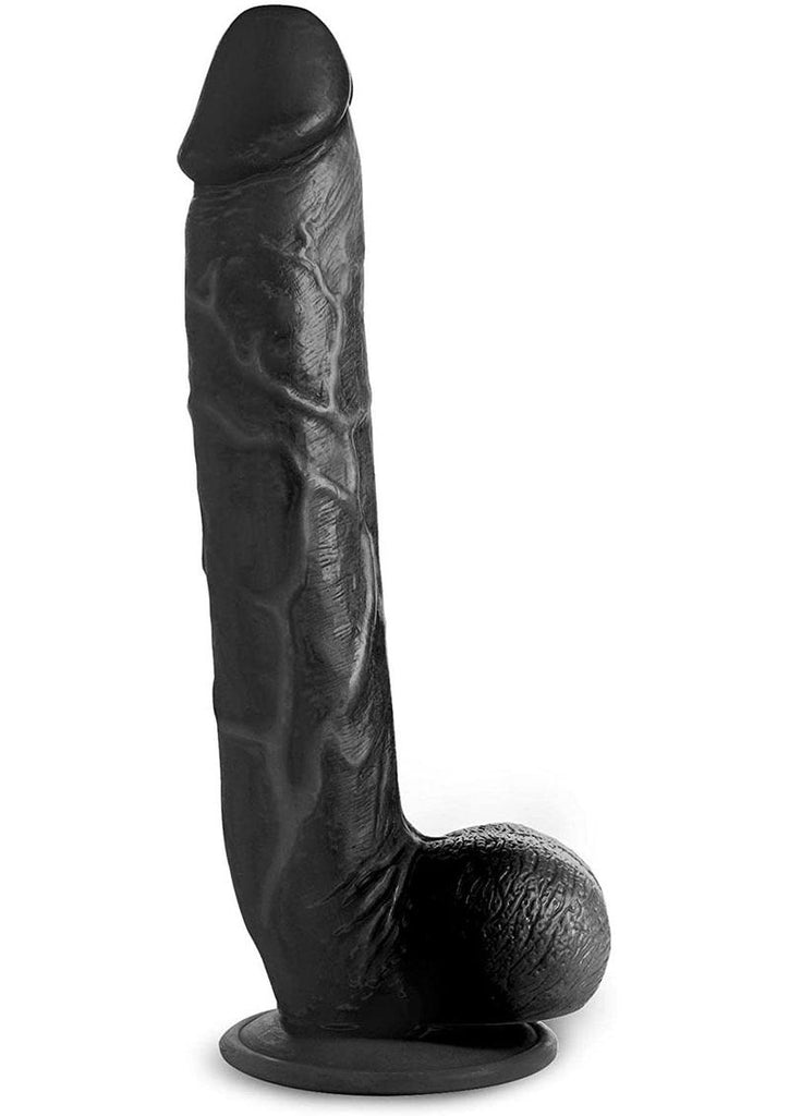 Master Cock Long Logan Dildo with Balls - Black - 10in