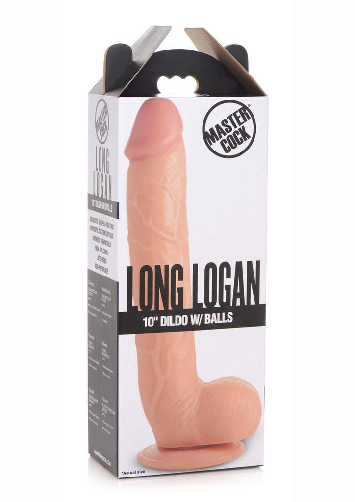 Master Cock Long Logan Dildo with Balls - Vanilla - 10in