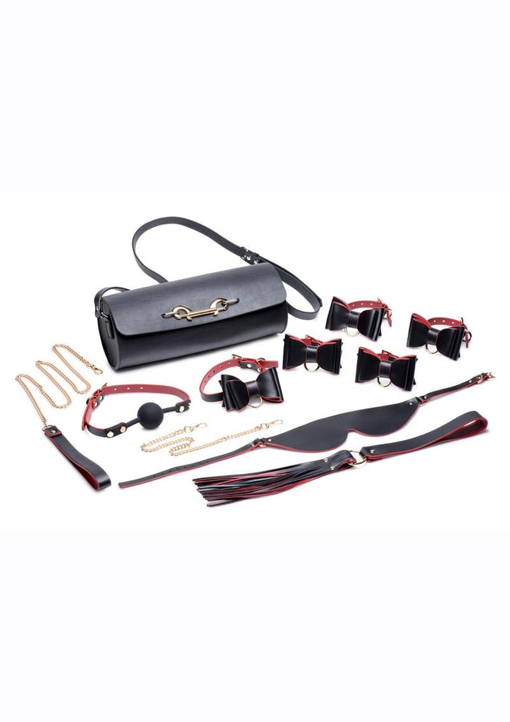 Master Series Black and Red Bow Bondage Set with Carrying Case - Black/Red