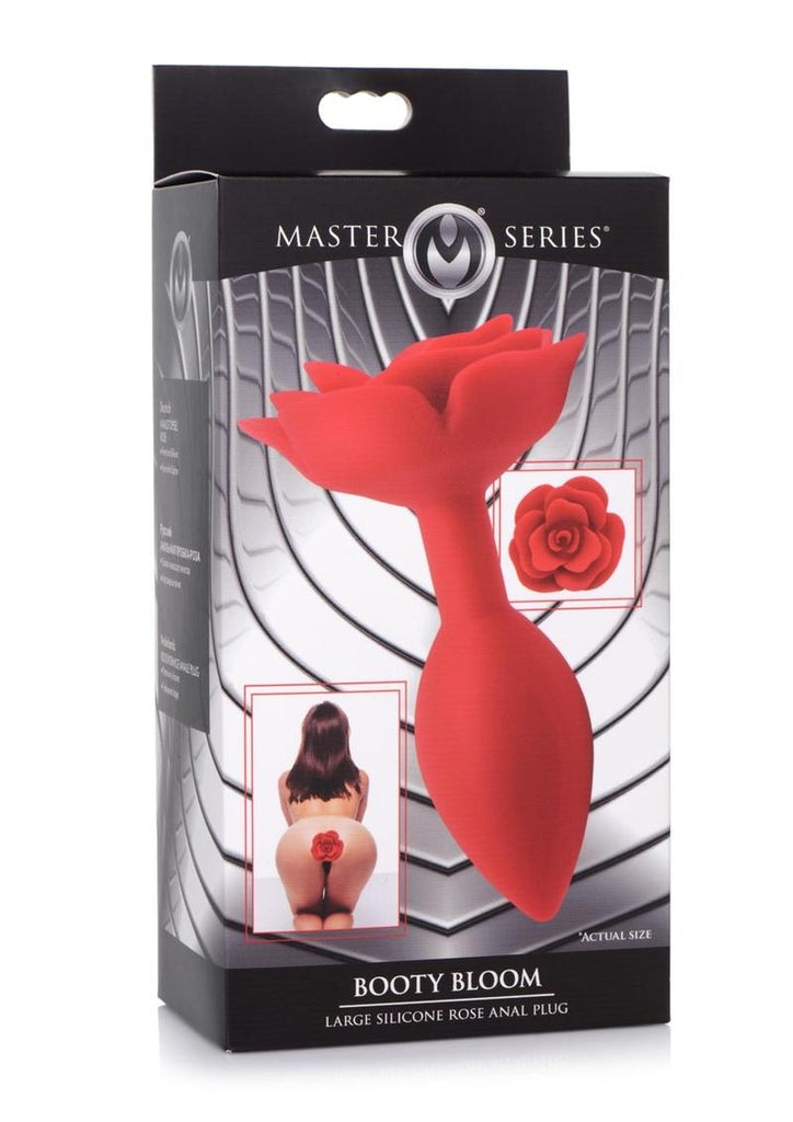 Master Series Booty Bloom Silicone Rose Anal Plug - Red - Large