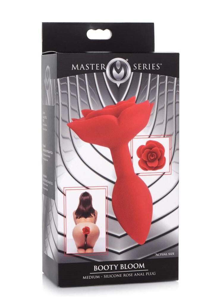 Master Series Booty Bloom Silicone Rose Anal Plug - Red - Medium