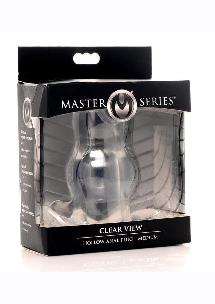 Master Series Clear View Hollow Anal Plug - Clear - Medium