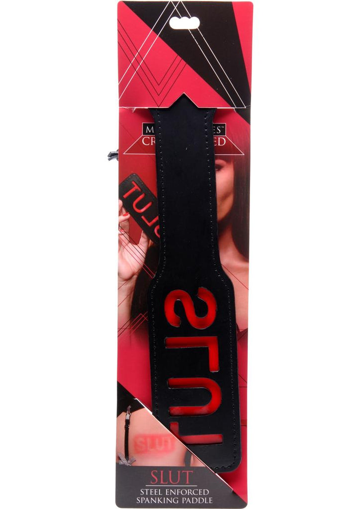 Master Series - Crimson Tied Slut Steel Enforced Spanking Paddle - Black/Red