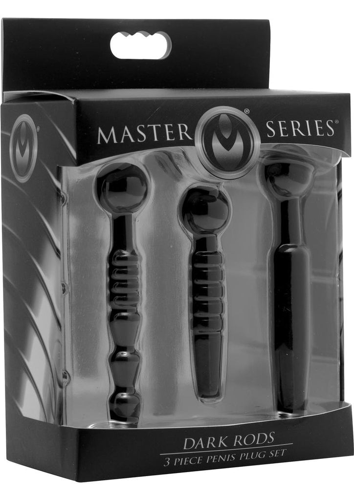 Master Series Dark Rods 3 Piece Silicone Penis Plug - Black - Set