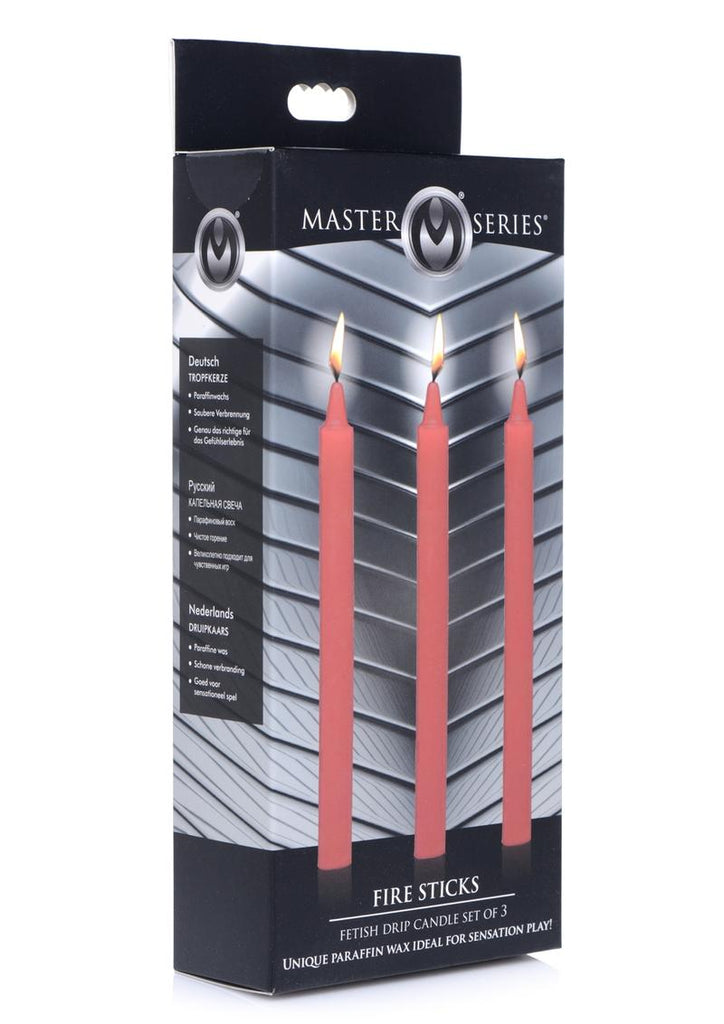 Master Series Fire Sticks Fetish Drip Candles - Red - Set Of 3