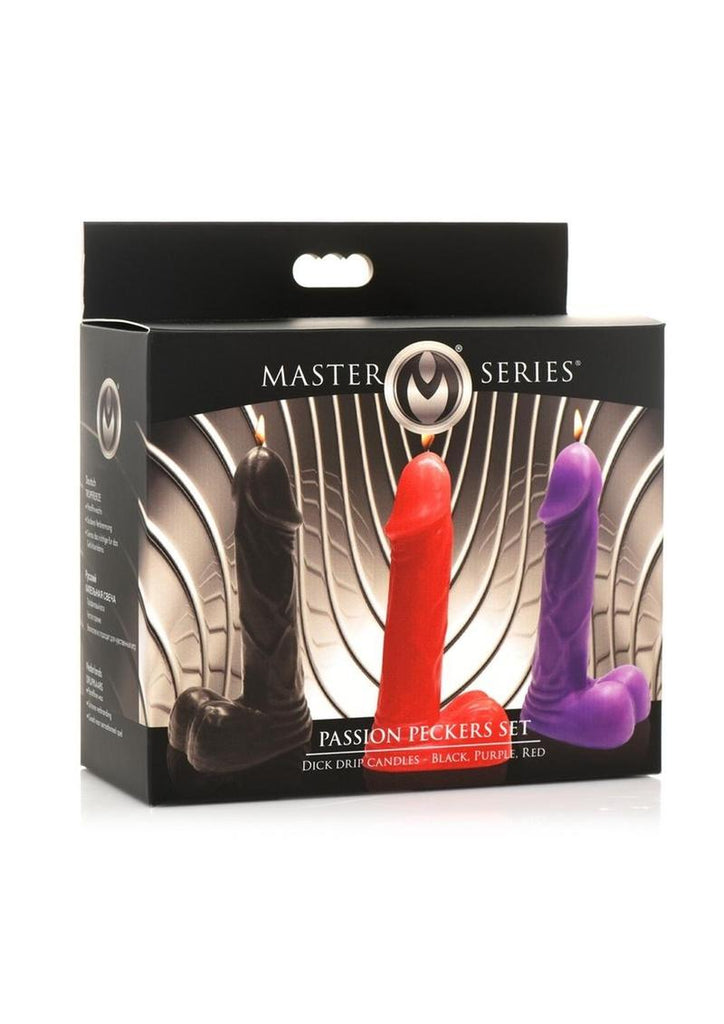 Master Series Passion Peckers Candle - Black/Purple/Red - Set
