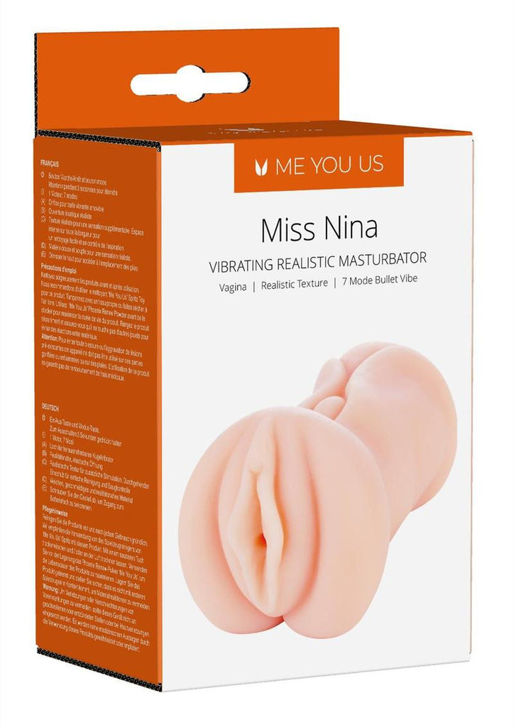 ME YOU US Miss Nina Premium Vibrating Realistic Masturbator - Pussy - Flesh/Vanilla