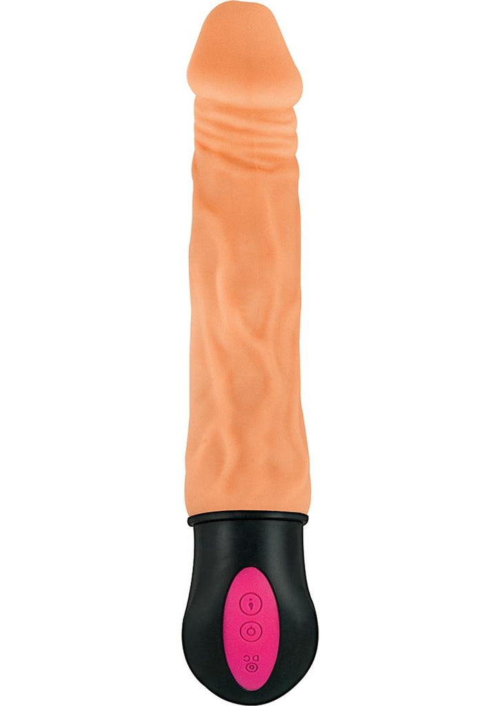 Natural Realskin Hot Cock #1 Rechargeable Warming Vibrator - Flesh/Vanilla - 7in