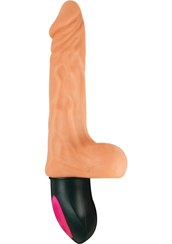Natural Realskin Hot Cock #2 Rechargeable Warming Vibrator - Flesh/Vanilla - 6.5in