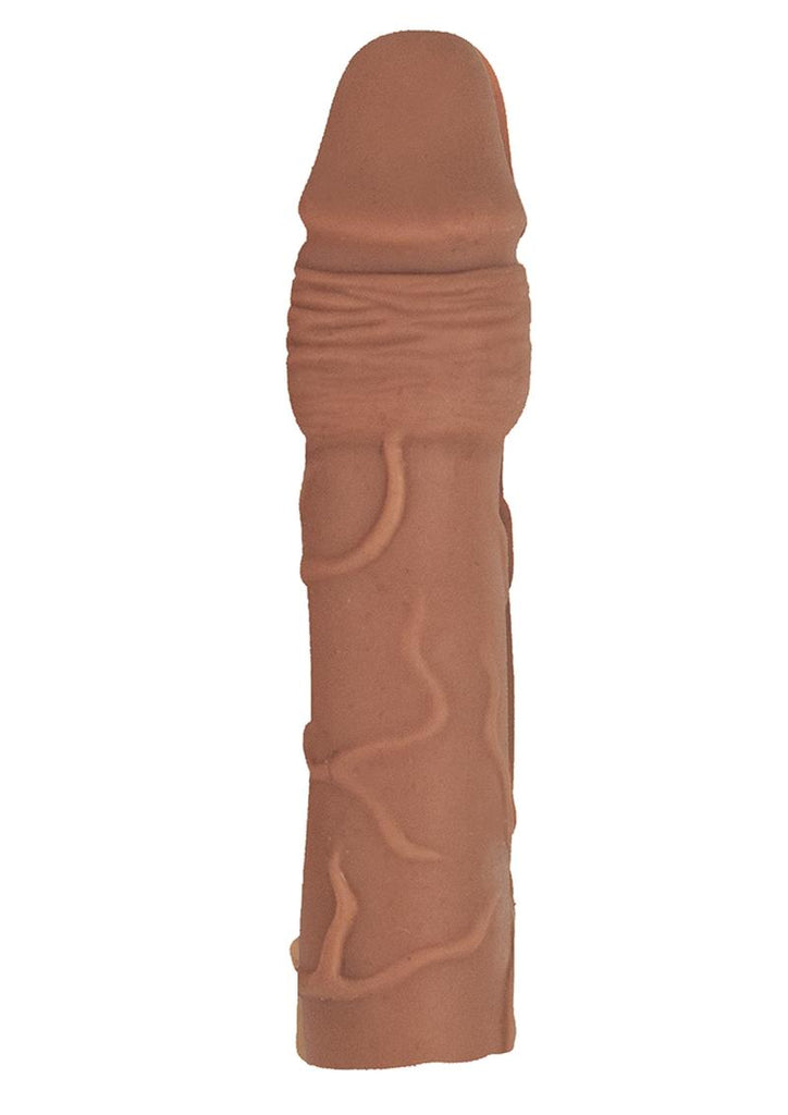 Natural Realskin Penis Xtender Vibrating Penis Extender - Brown/Chocolate