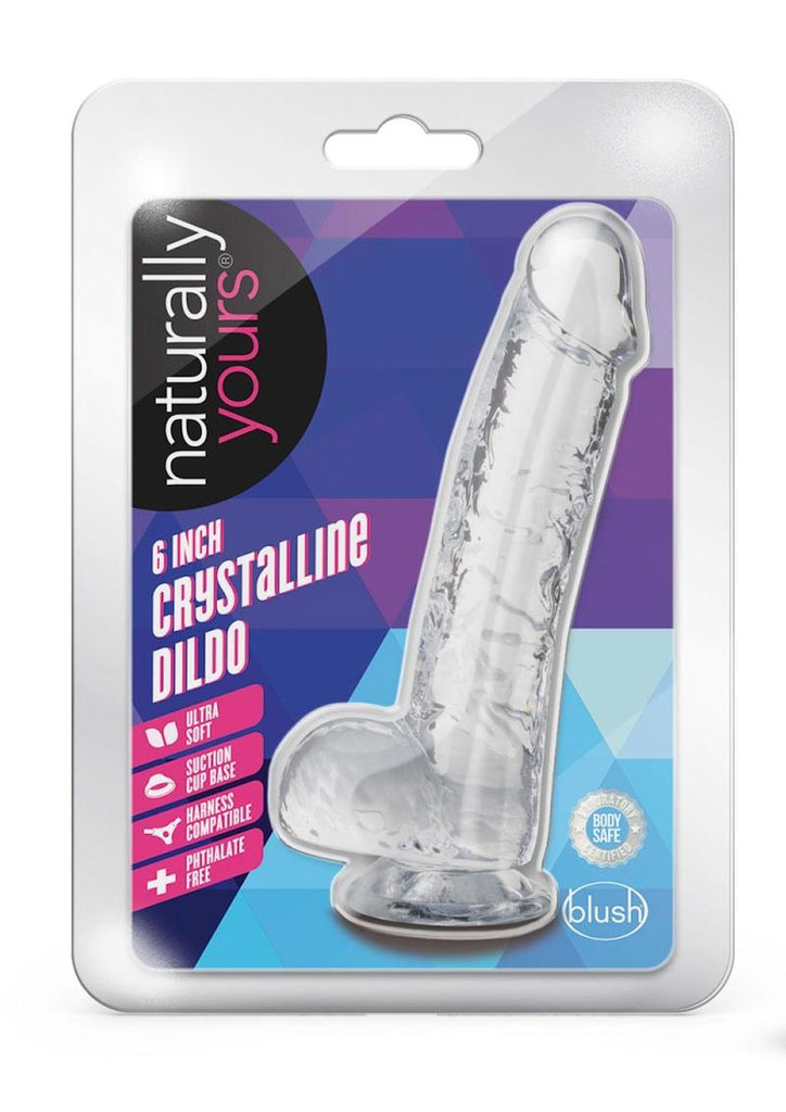 Naturally Yours Crystalline Dildo - Clear/Diamond - 6in