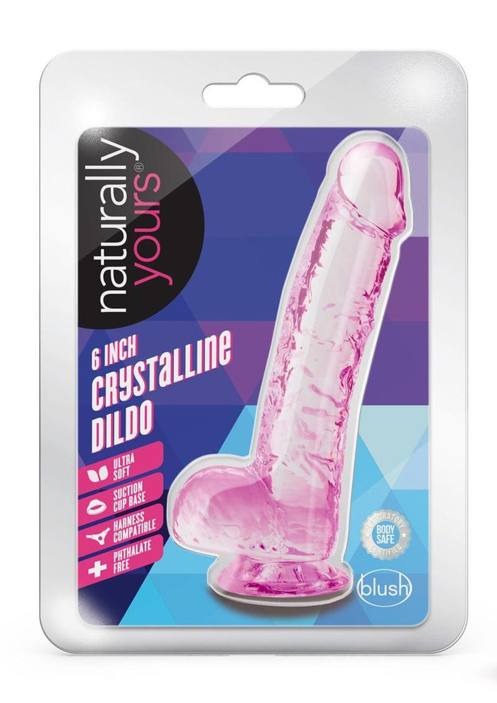 Naturally Yours Crystalline Dildo - Pink/Rose - 6in