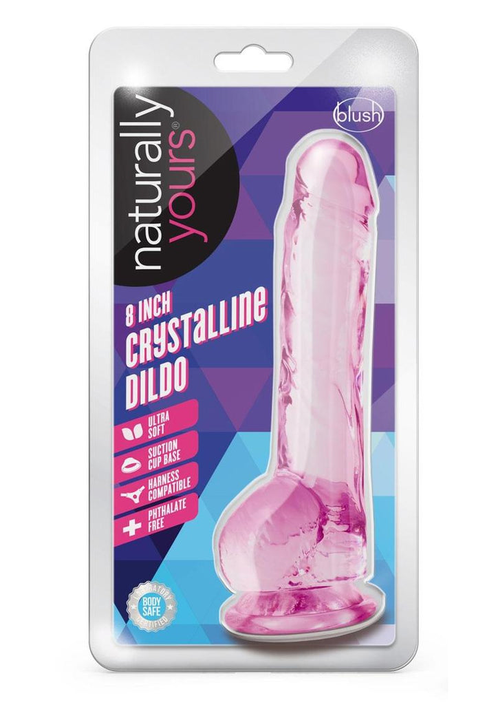 Naturally Yours Crystalline Dildo - Pink/Rose - 8in