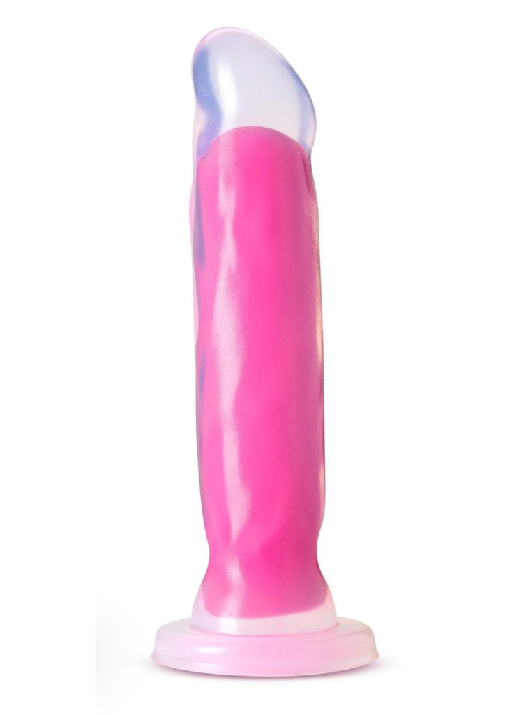 Neo Elite Glow In The Dark Marquee Silicone Dual Dense Dildo - Glow In The Dark/Neon Pink/Pink - 8in