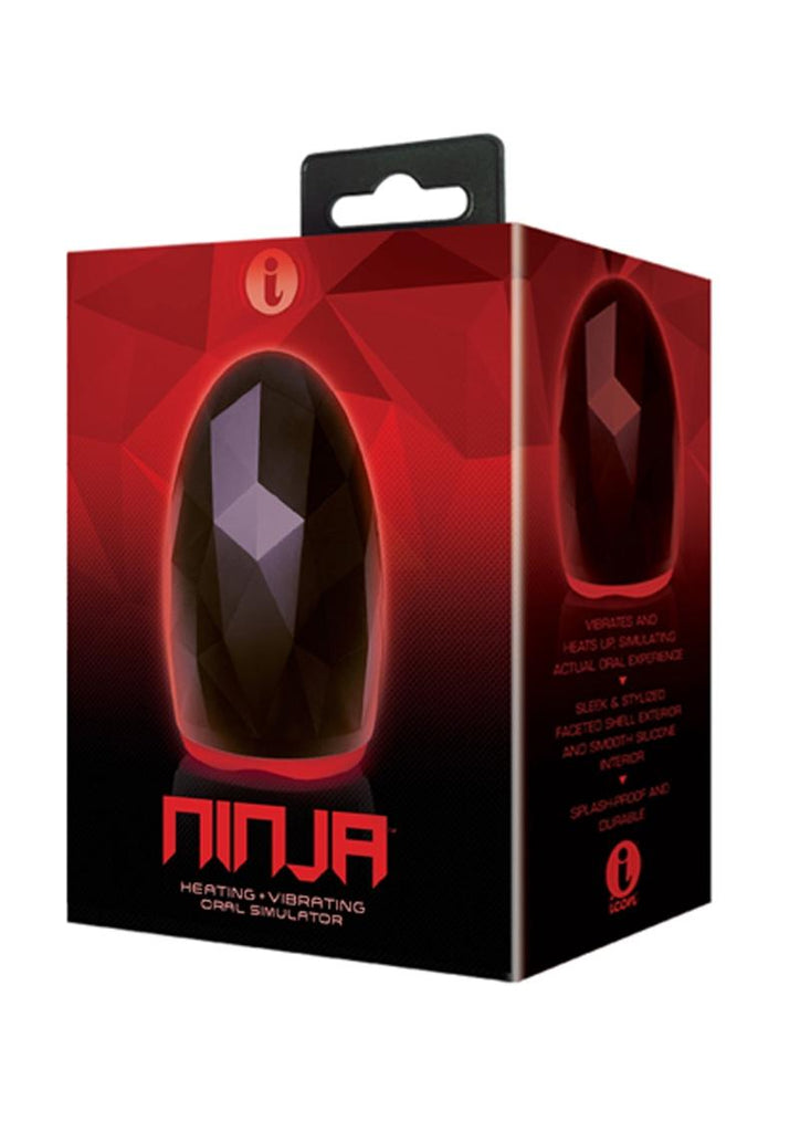 Ninja Heating Vibrating Oral Simulator Masturbator - Black/Red