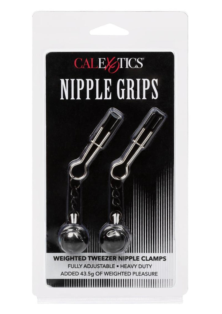 Nipple Grips Weighted Tweezer Nipple Clamps - Black/Silver