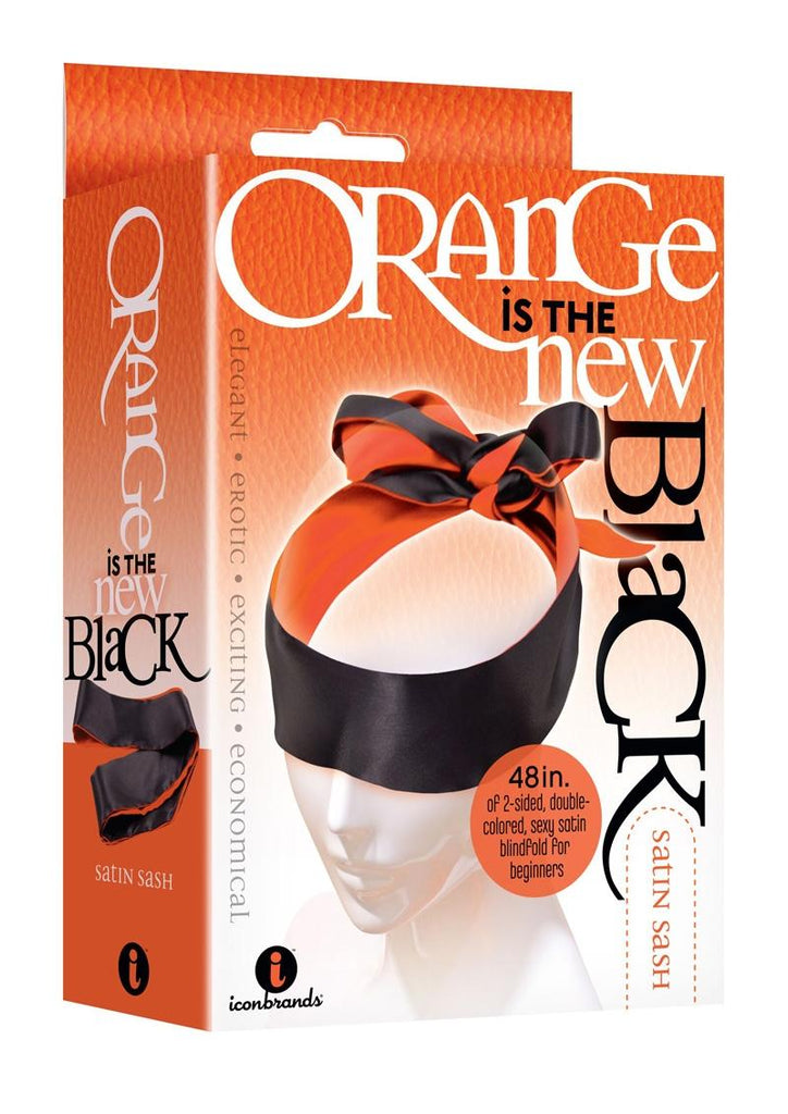 Orange Is The New Black Satin Sash Reversible Blindfold/Restraint - Black/Orange