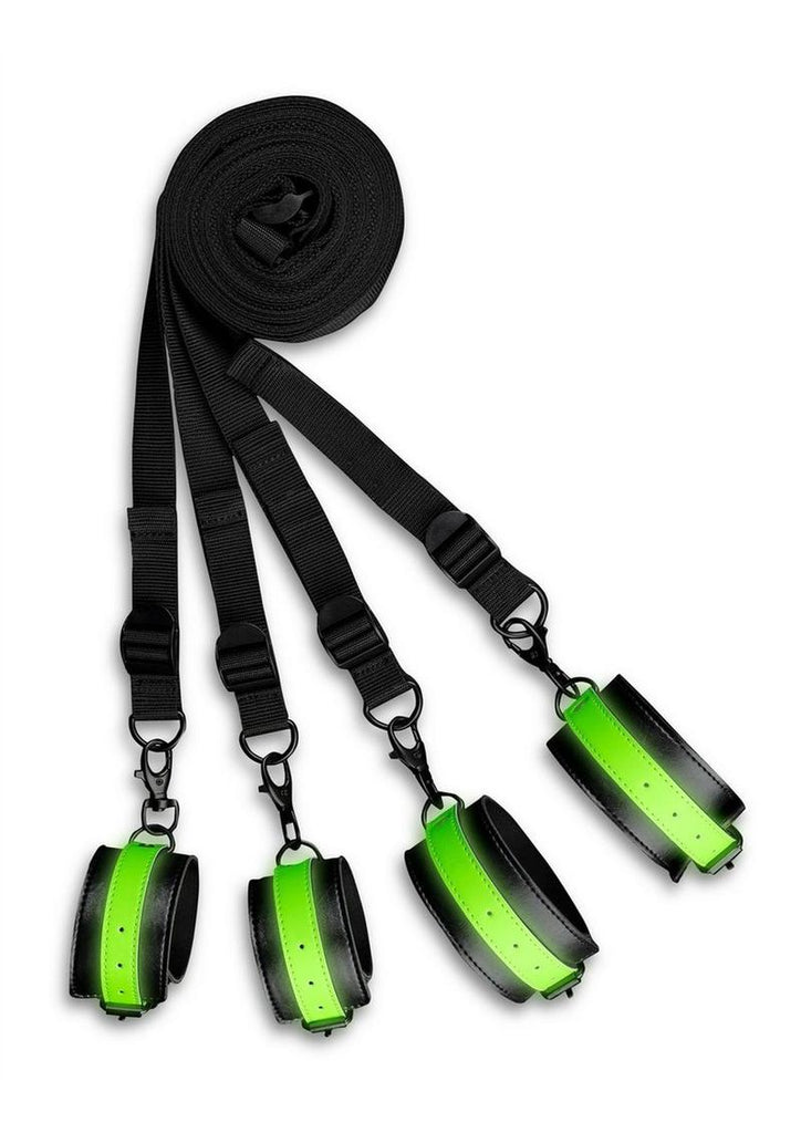 Ouch! Bed Bindings Restraint Kit - Black/Glow In The Dark/Green