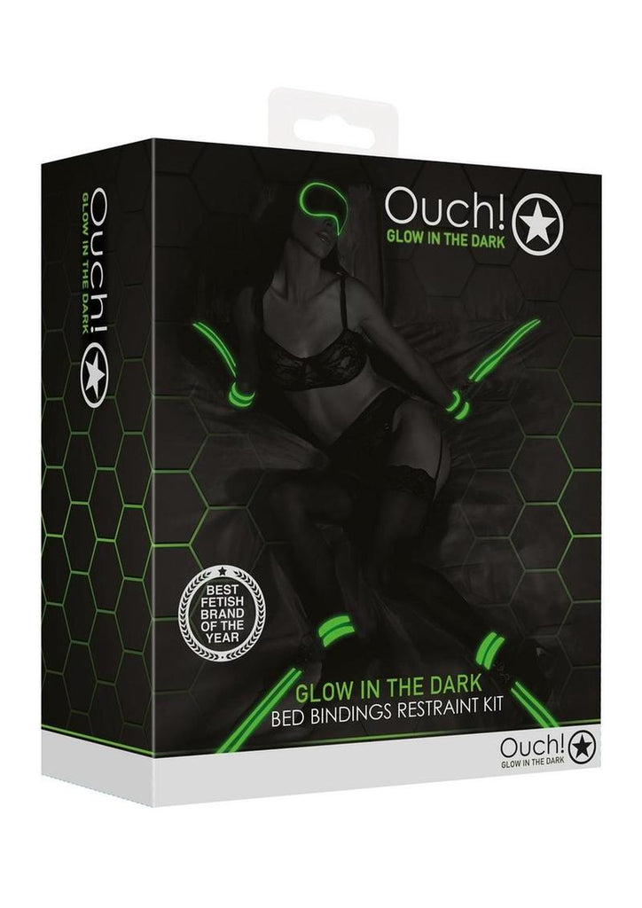 Ouch! Bed Bindings Restraint Kit - Black/Glow In The Dark/Green