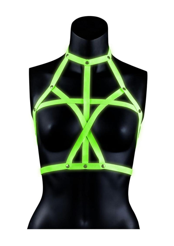 Ouch! Bra Harness - Glow In The Dark/Green - Medium/Small