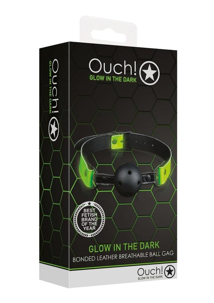 Ouch! Breathable Ball Gag - Black/Glow In The Dark/Green