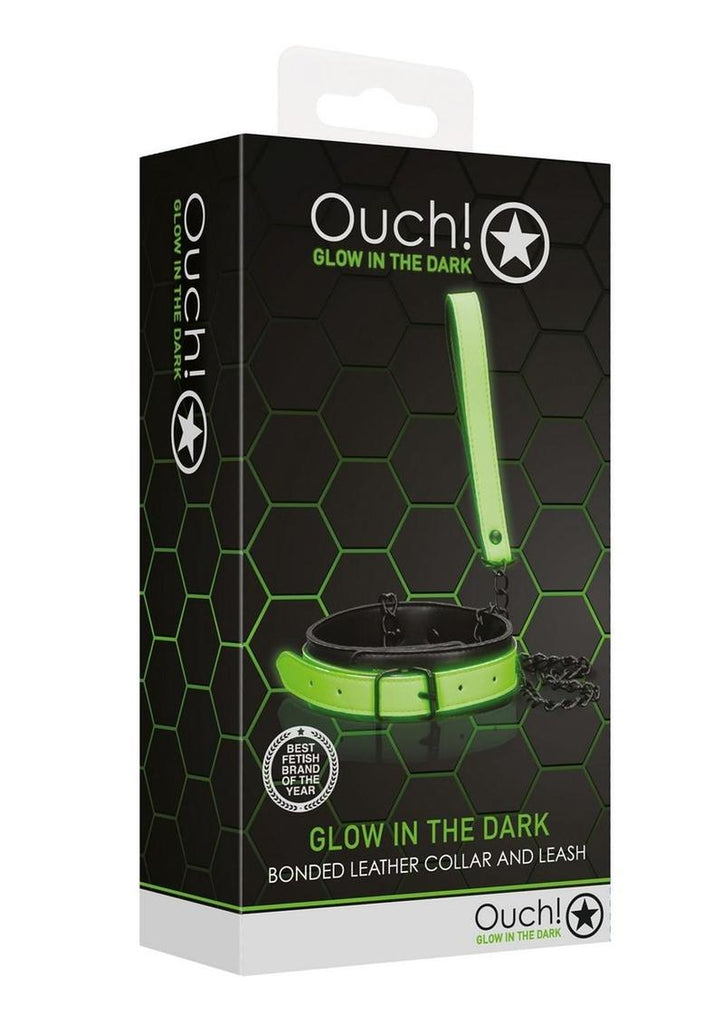 Ouch! Collar Leash - Black/Glow In The Dark/Green