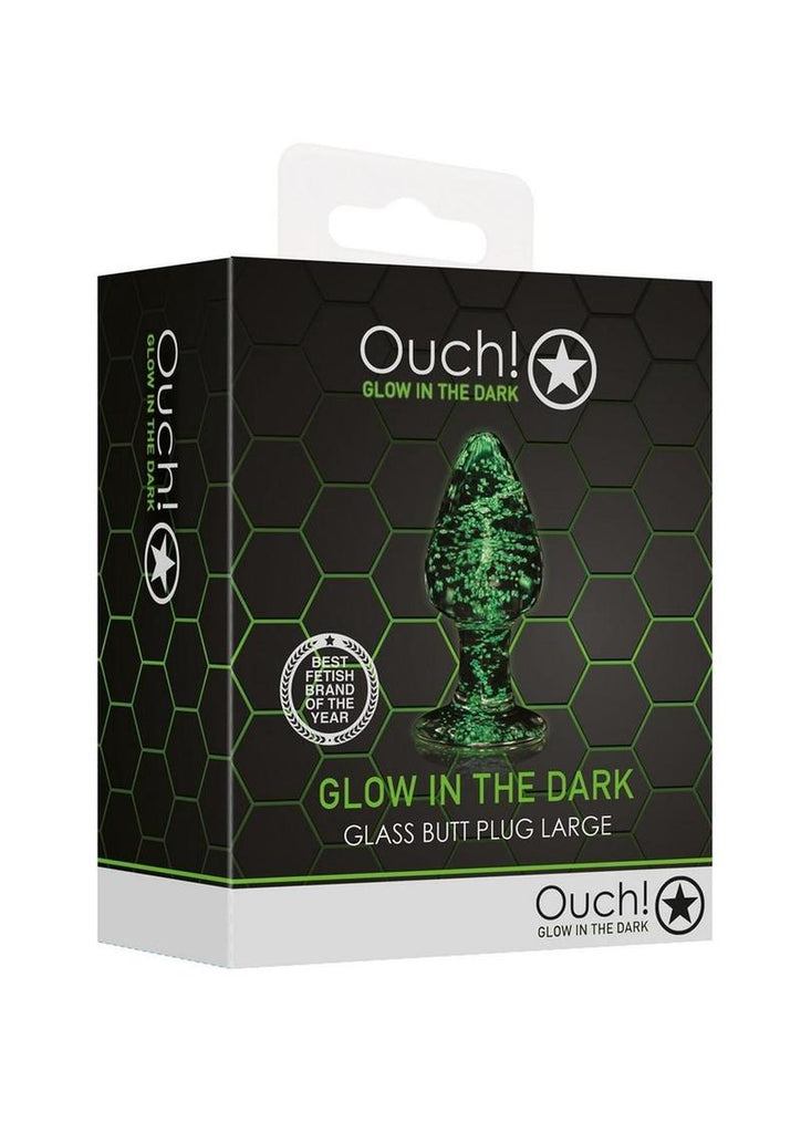Ouch! Glass Butt Plug - Glow In The Dark/Green - Large