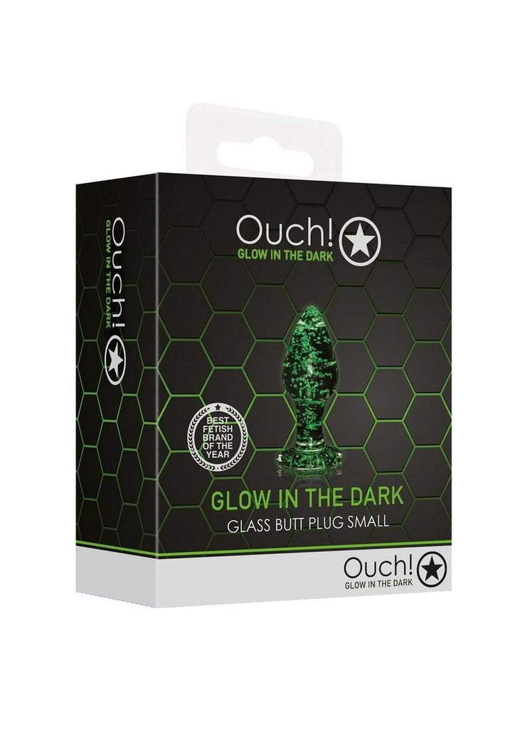 Ouch! Glass Butt Plug - Glow In The Dark/Green - Small
