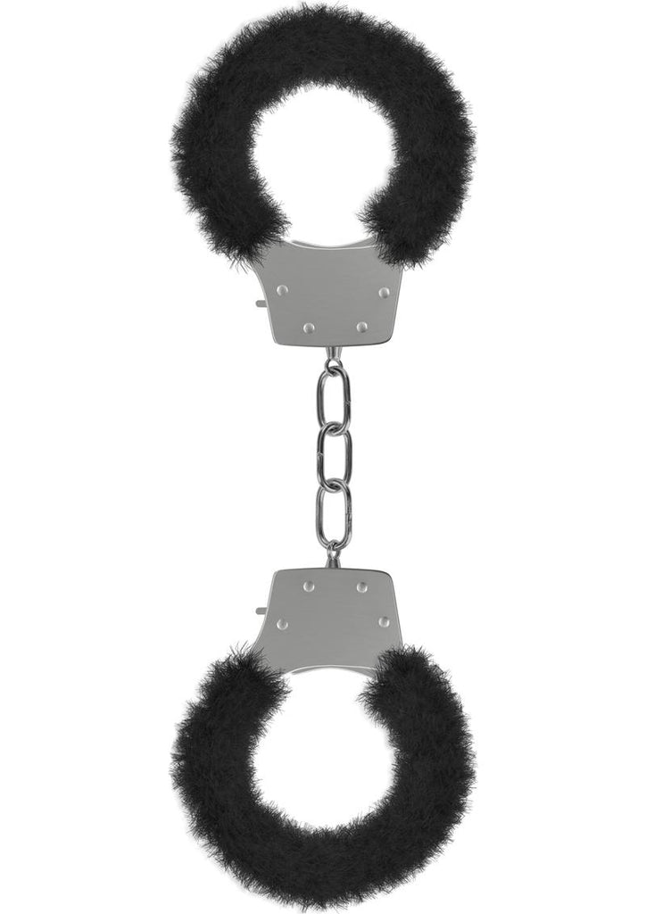 Ouch! Pleasure Furry Handcuffs - Black/Metal