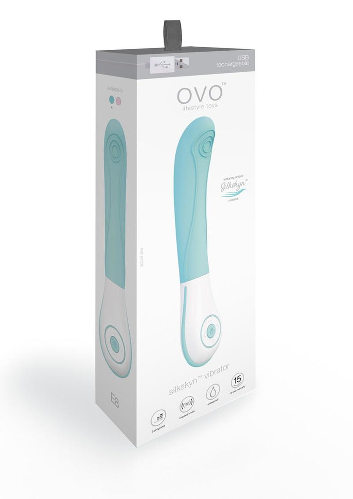 OVO E8 Rechargeable Silicone Vibrator - Aqua/Blue