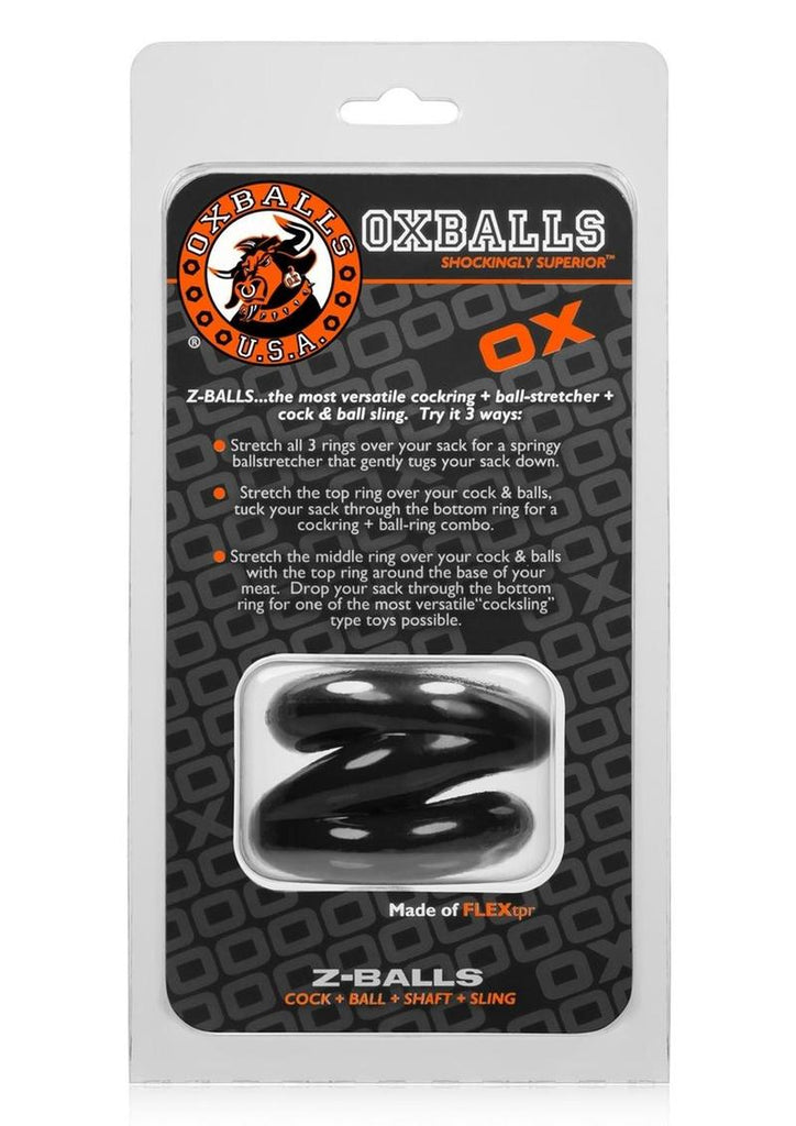 Oxballs Atomic Jock Z-Balls Cock Ring and Ball Stretcher - Black