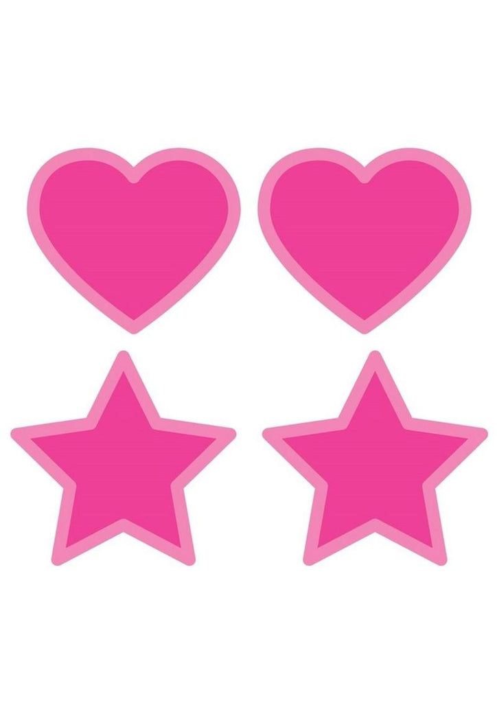 Peekaboo Glow In The Dark Hearts and Stars Pasties - Glow In The Dark/Hot Pink/Pink