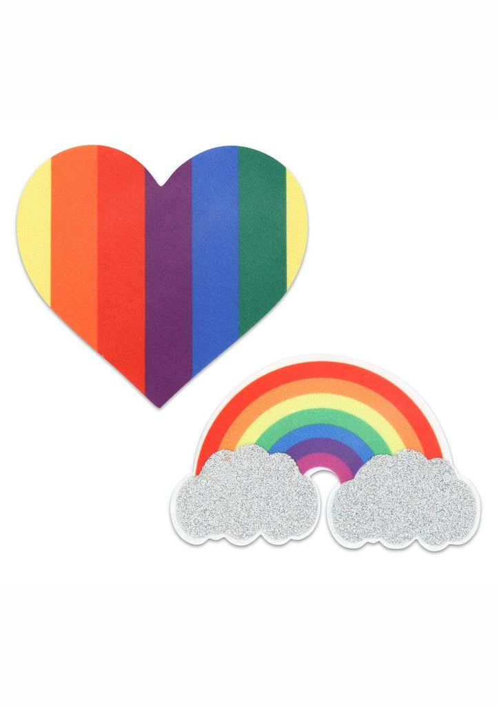 Peekaboo Pride Glitter Rainbows and Hearts Pasties - Multicolor/Rainbow