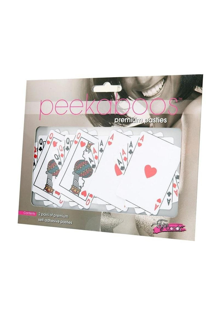 Peekaboo Queens and Aces Pasties - White