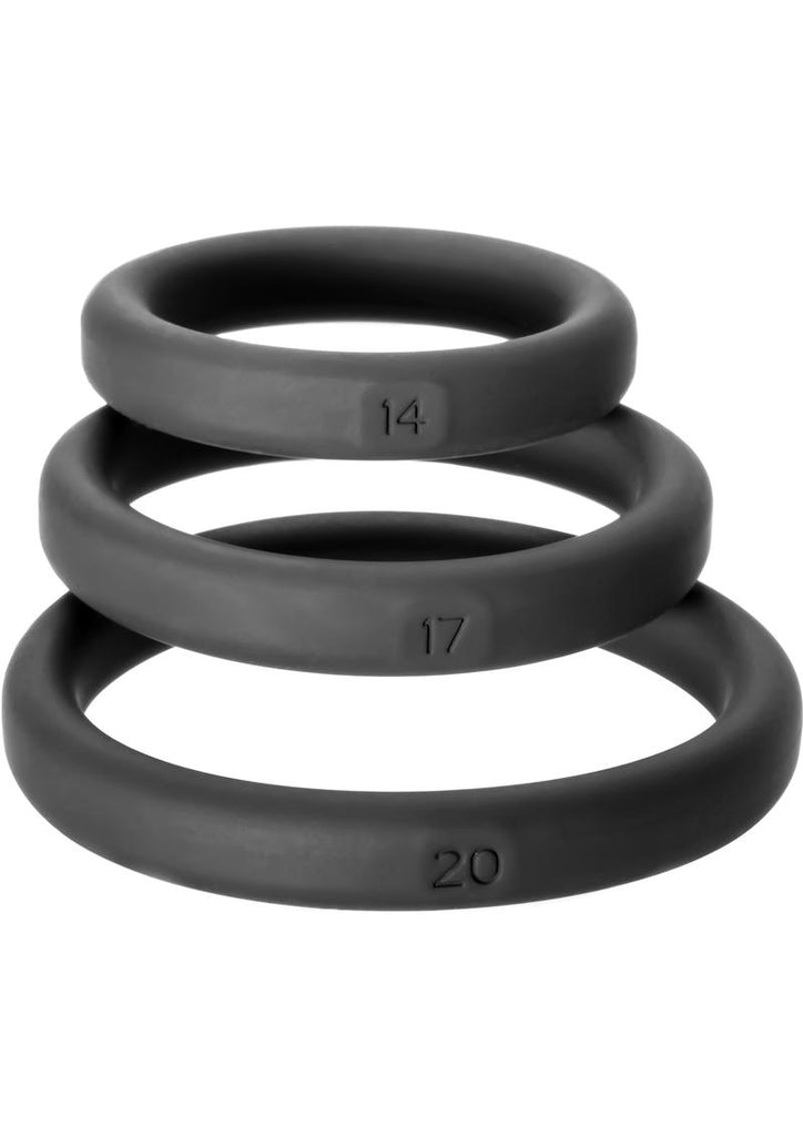 Perfect Fit Xact-Fit Silicone Ring Kit Assorted Size - Black - 3 Pack