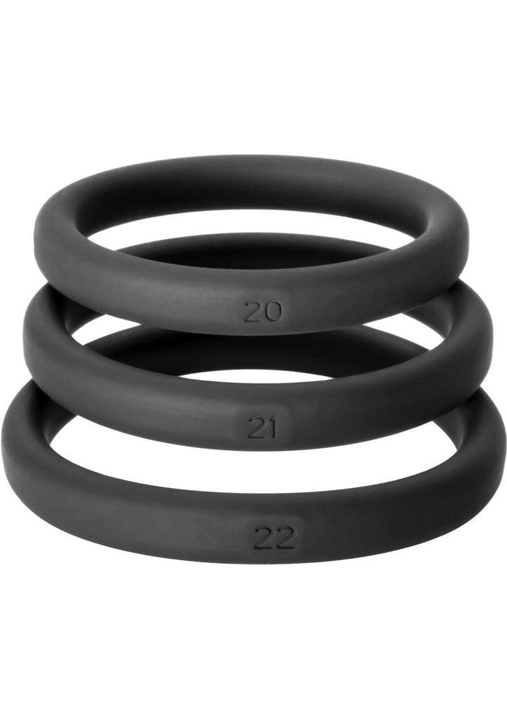 Perfect Fit Xact-Fit Silicone Ring Kit - Lg /XL - Black - 3 Pack
