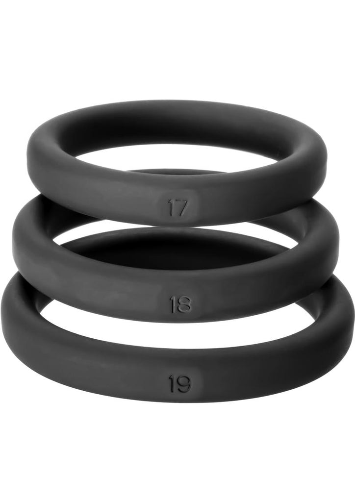 Perfect Fit Xact-Fit Silicone Ring Kit - Md/Lg - Black - 3 Pack
